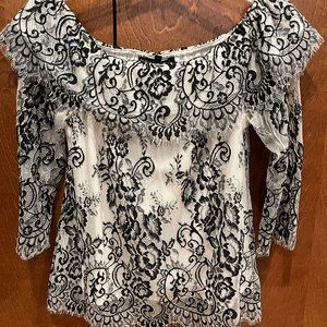 Scalloped off the shoulder blouse- White House Black Market